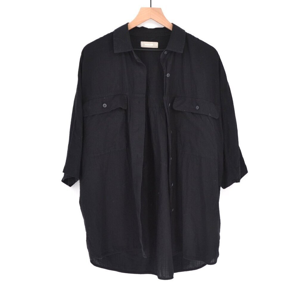 Everlane The Cotton Tourist Shirt Button Down Kimono Sleeve Hi Lo Hem Black S - Picture 2 of 5
